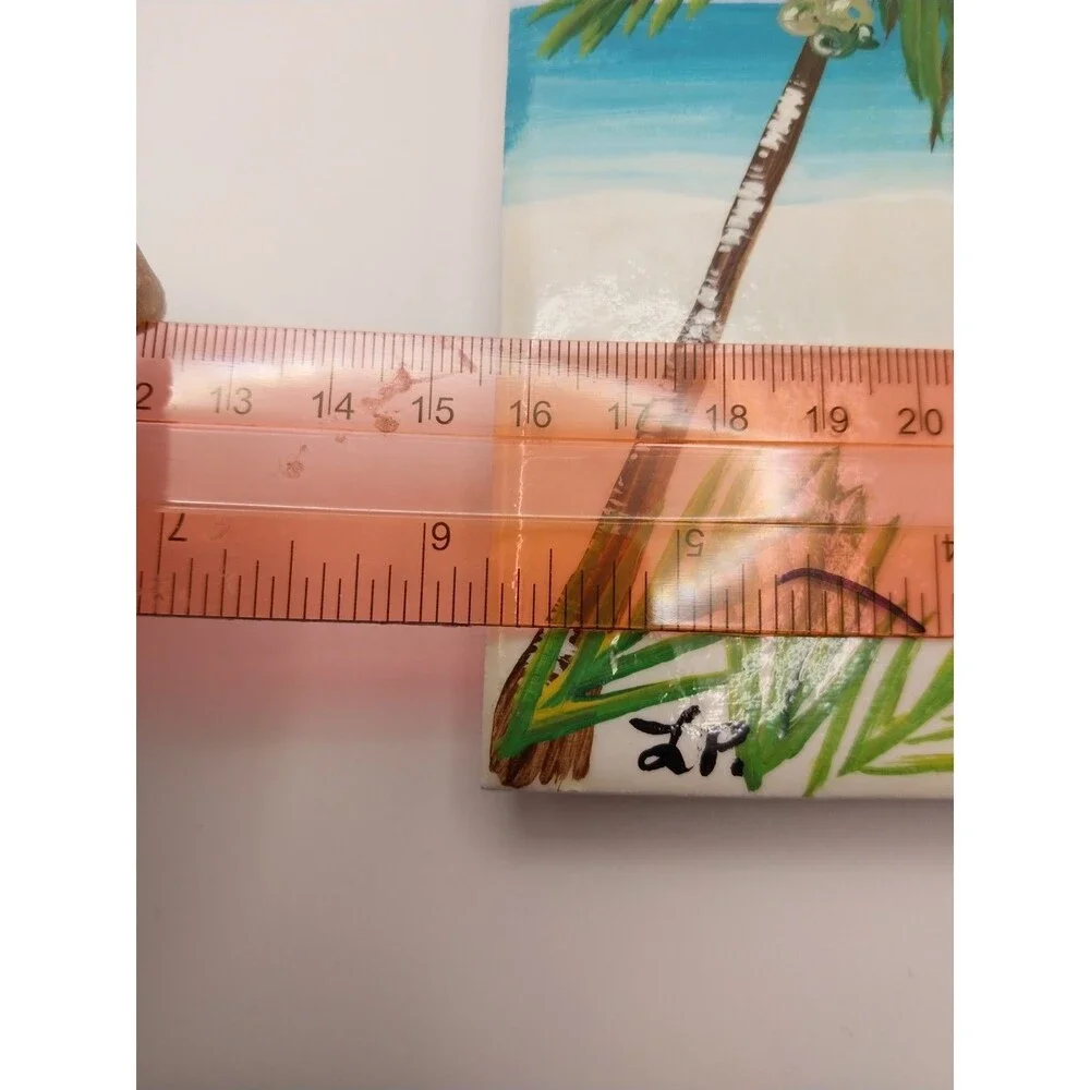 Vintage Trivet Tile Captiva Island Florida Coconut Palm Signed Lisa Sparling